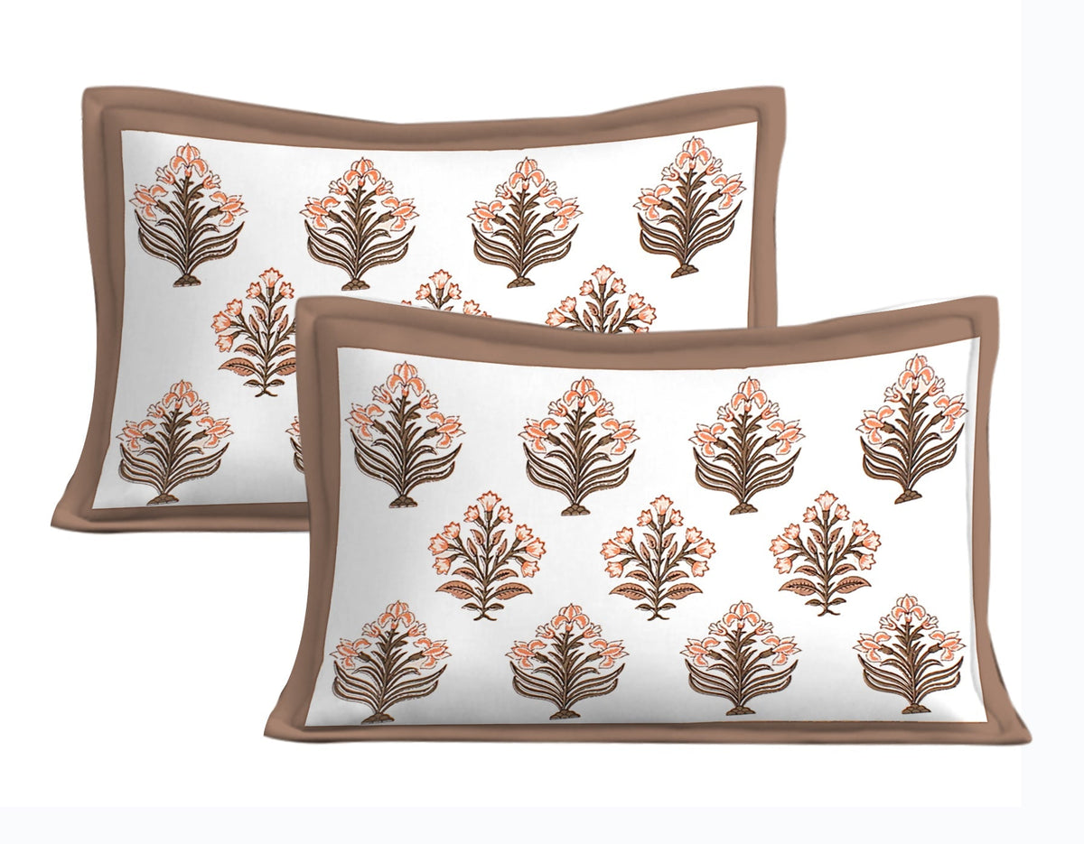Rudra Bazaar Brown 210 TC Cotton Double King Bedsheet With 2 Pillow Covers | Grocsy