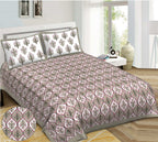 Rudra Bazaar Grey 210 TC Cotton Double King Bedsheet With 2 Pillow Covers | Grocsy