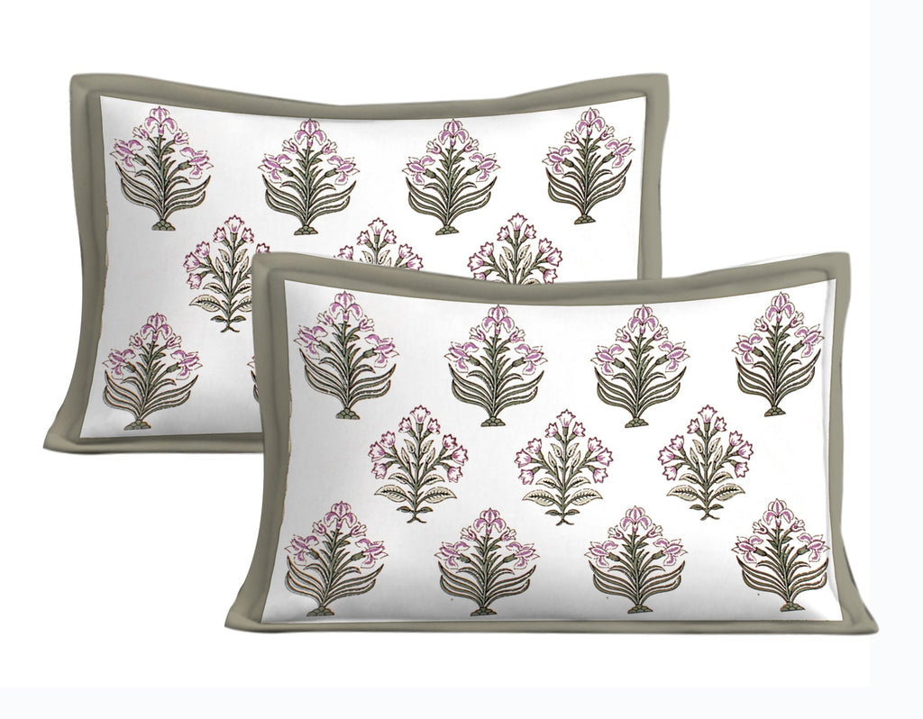 Rudra Bazaar Grey 210 TC Cotton Double King Bedsheet With 2 Pillow Covers | Grocsy