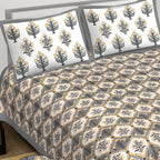 Rudra Bazaar Multi 210 TC Cotton Double King Bedsheet With 2 Pillow Covers | Grocsy