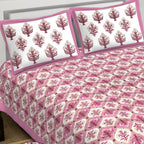 Rudra Bazaar Purple 210 TC Cotton Double King Bedsheet With 2 Pillow Covers | Grocsy