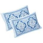 Rudra Bazaar Blue 210 TC Cotton Double King Bedsheet With 2 Pillow Covers | Grocsy