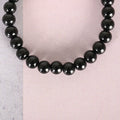 NVR Men & Women Black Marble Crystal Beaded Elasticated Bracelet | Grocsy