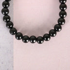 NVR Men & Women Black Marble Crystal Beaded Elasticated Bracelet | Grocsy