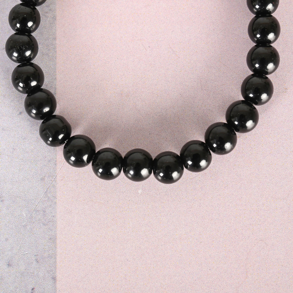 NVR Men & Women Black Marble Crystal Beaded Elasticated Bracelet | Grocsy