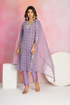 Ethnic Festive Wear Viscose Chanderi Onion Pink Stitched Suit With Dupatta - Tanisha | Grocsy