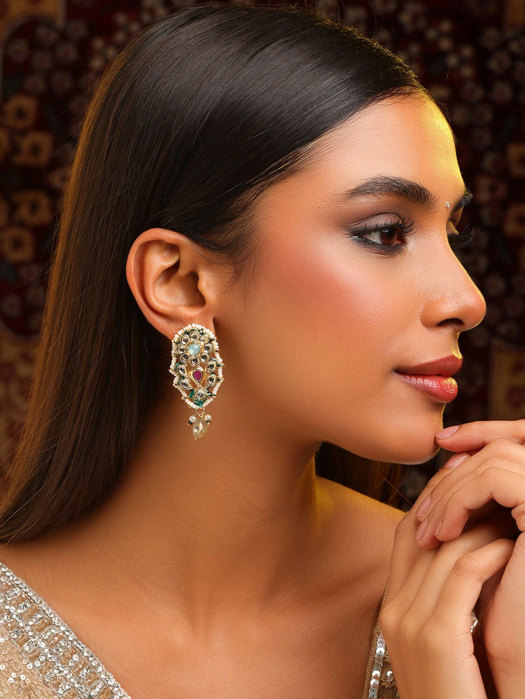 Ruby Raang Chand Earrings | Grocsy