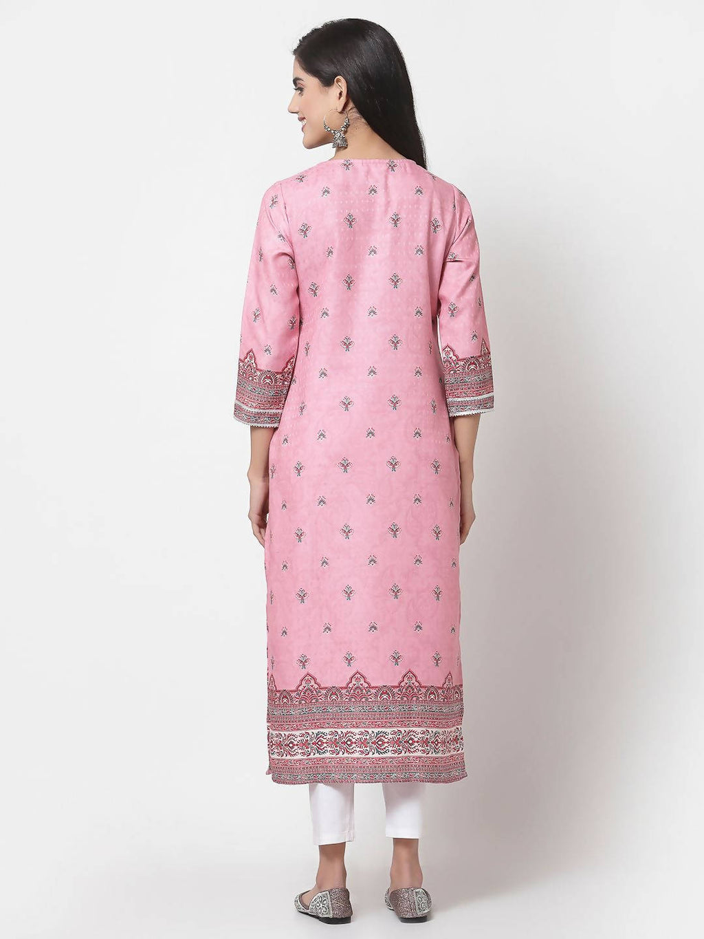 Myshka Women's Multi Printed Polyester Full Sleeve Round Neck Casual Kurta | Grocsy