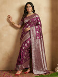 Shree Shyam Fashion Purple Silk Blend Saree | Grocsy