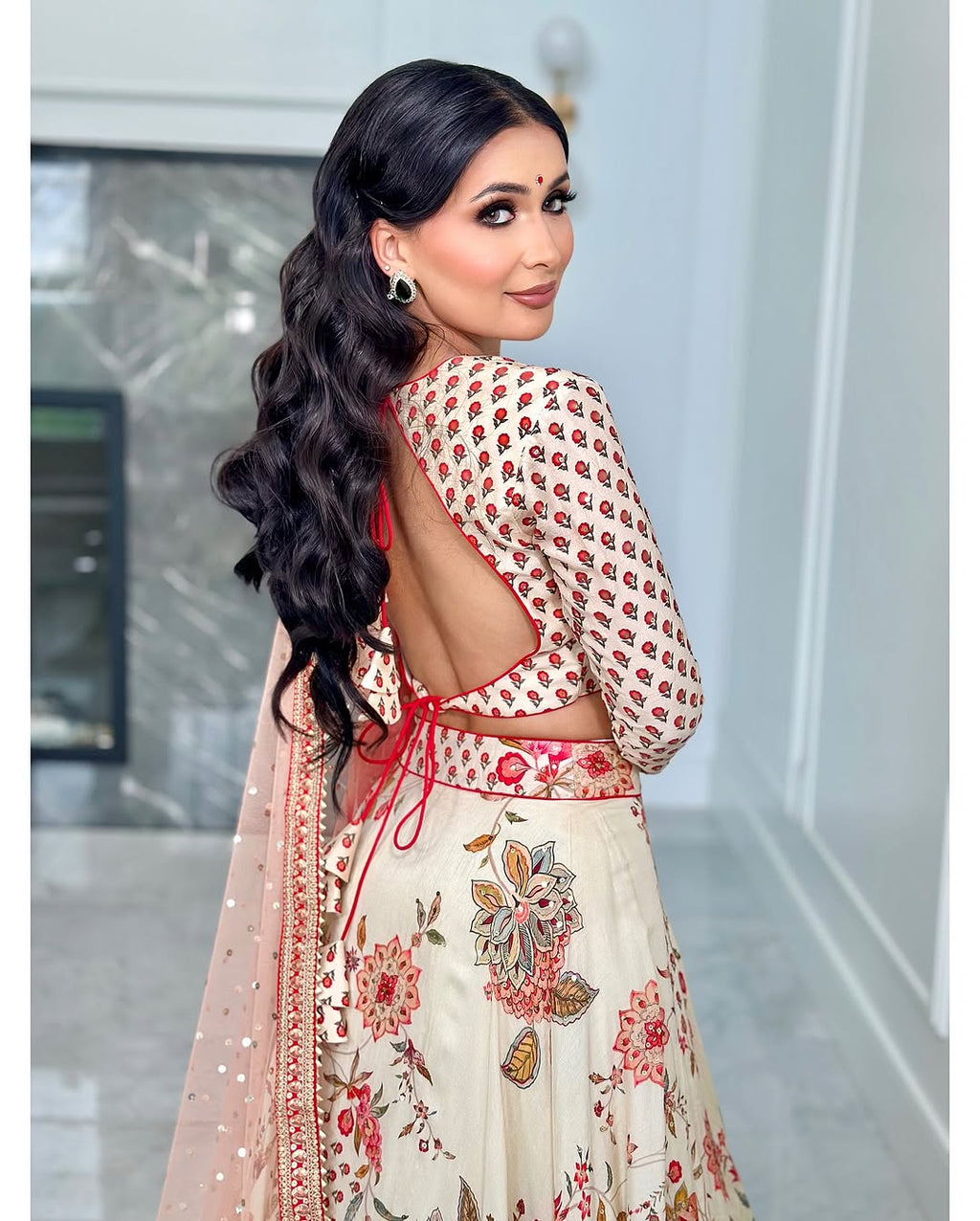 Teeya Creation Cream Colour Georgette Fabric Digital Print With Embroidery Work Lehenga Choli | Grocsy