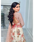 Teeya Creation Cream Colour Georgette Fabric Digital Print With Embroidery Work Lehenga Choli | Grocsy