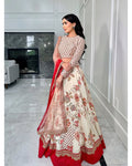 Teeya Creation Cream Colour Georgette Fabric Digital Print With Embroidery Work Lehenga Choli | Grocsy