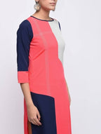 Aniyah Crepe Block Printed Multicolor Straight Kurta (AN-138K) | Grocsy