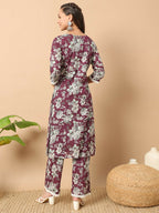 FIORRA Women's Light Blue Cotton Straight Kurta Set | Grocsy