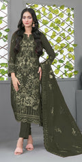 Anaita Mehendi Fox Georgette Semi Stiutched Suit with Embroidery Sequence Work | Grocsy