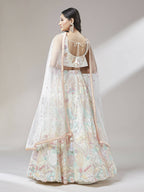 House of Panchhi Cream Net Sequinse Work Lehenga & Blouse with Dupatta | Grocsy