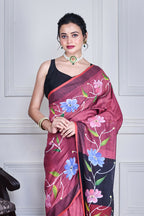 Morchari Multicolour Cotton Handloom Mirror Work Saree Unstitched Blouse | Grocsy