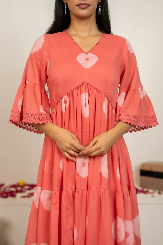 Joban Fashion Pink Tie & Dye Cotton Dress | Grocsy