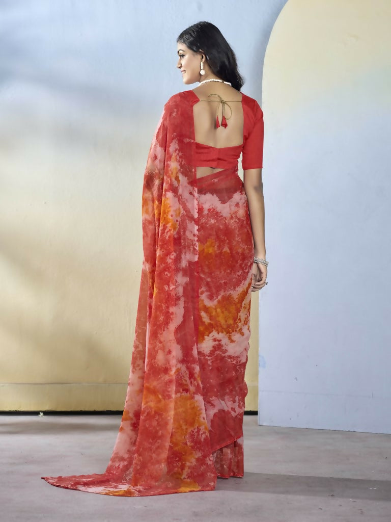 Maroon Georgette Designer Printed Ready to Wear Saree - Samyana | Grocsy