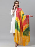 Juniper Mustard Bandhani Tie-Dye Shantoon Dupatta For Women | Grocsy