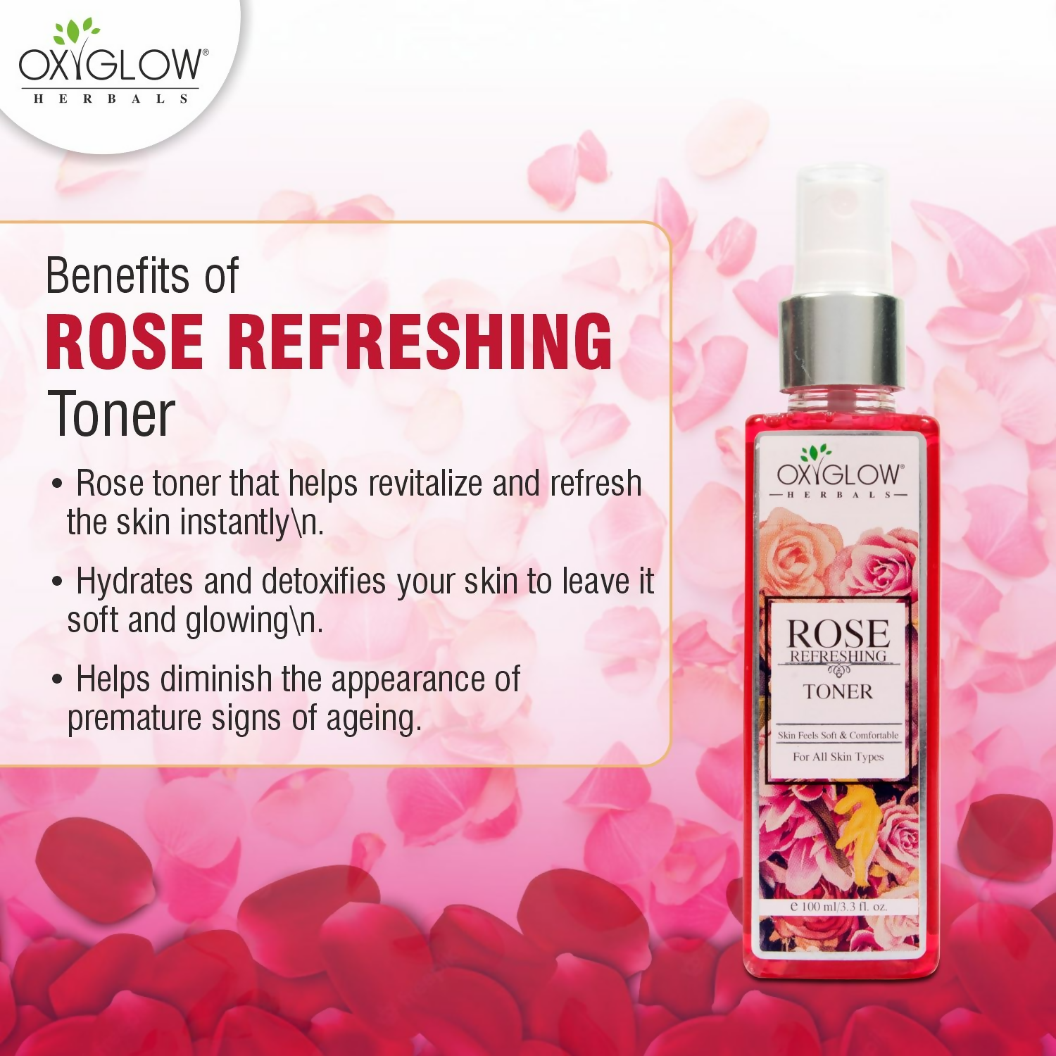 Oxyglow Herbals Rose Skin Toner | Grocsy