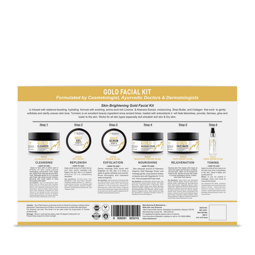 Volamena Skin Brightening Gold Facial Kit | Grocsy