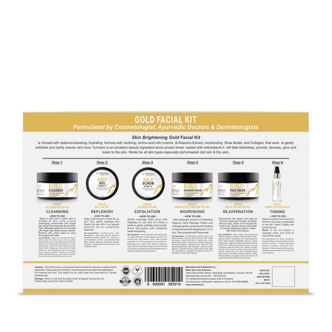 Volamena Skin Brightening Gold Facial Kit | Grocsy