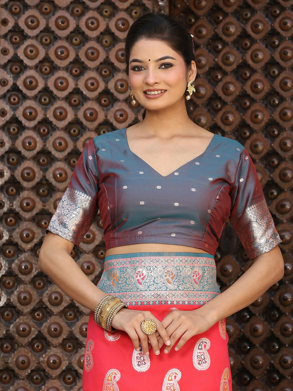 Shree Shyam Fashion Red Silk Saree | Grocsy