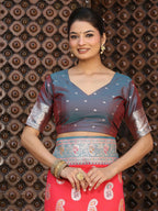Shree Shyam Fashion Red Silk Saree | Grocsy