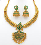Jewel City Timeless Elegance Of Indian Heritage Handcrafted Green Necklace Set | Grocsy