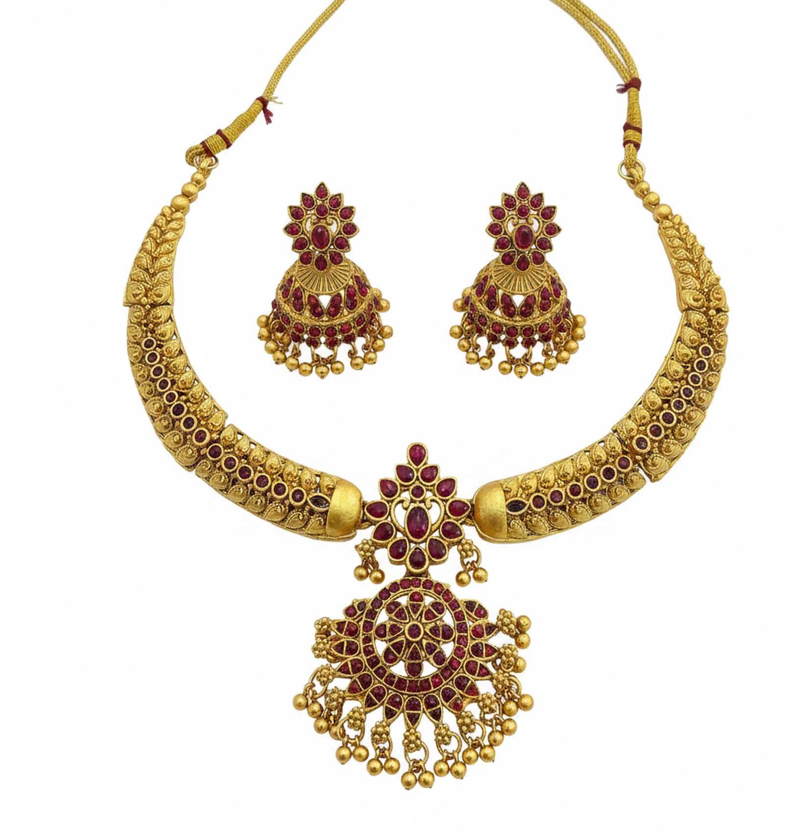 Jewel City Timeless Elegance Of Indian Heritage Handcrafted Red Necklace Set | Grocsy