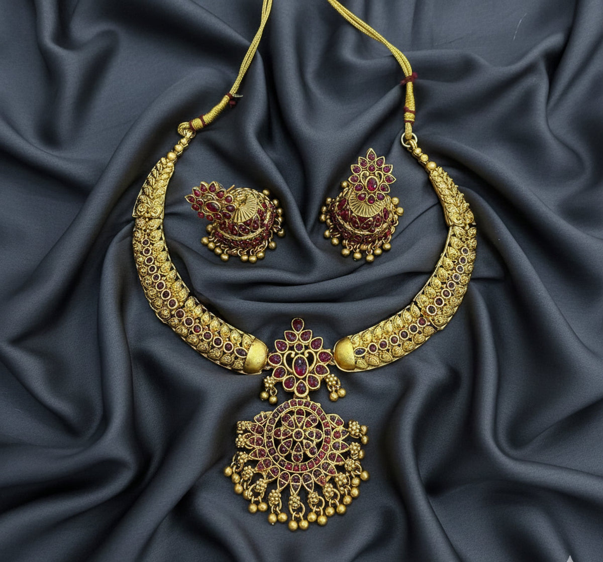 Jewel City Timeless Elegance Of Indian Heritage Handcrafted Red Necklace Set | Grocsy