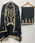 Teeya Creation Black Color Chinon Silk Party Wear Trending Palazzo Set | Grocsy