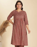 Aramya Red Soft Cotton Geometric Panelled Kurta for Women | Grocsy