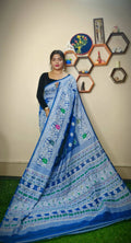 Exclusive Collection Handloom Dhakai Jamdani Saree - Steel Blue | Grocsy