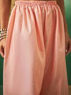 Peach Georgette Handwork Unstitched Dress Material - Hanika | Grocsy