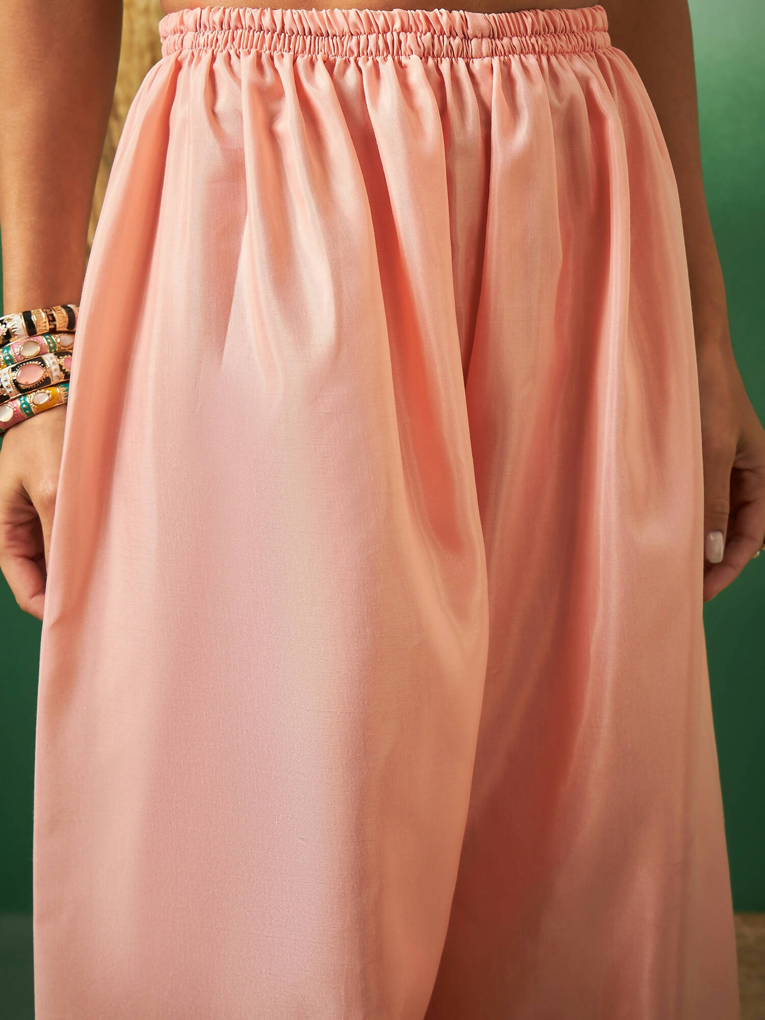 Peach Georgette Handwork Unstitched Dress Material - Hanika | Grocsy