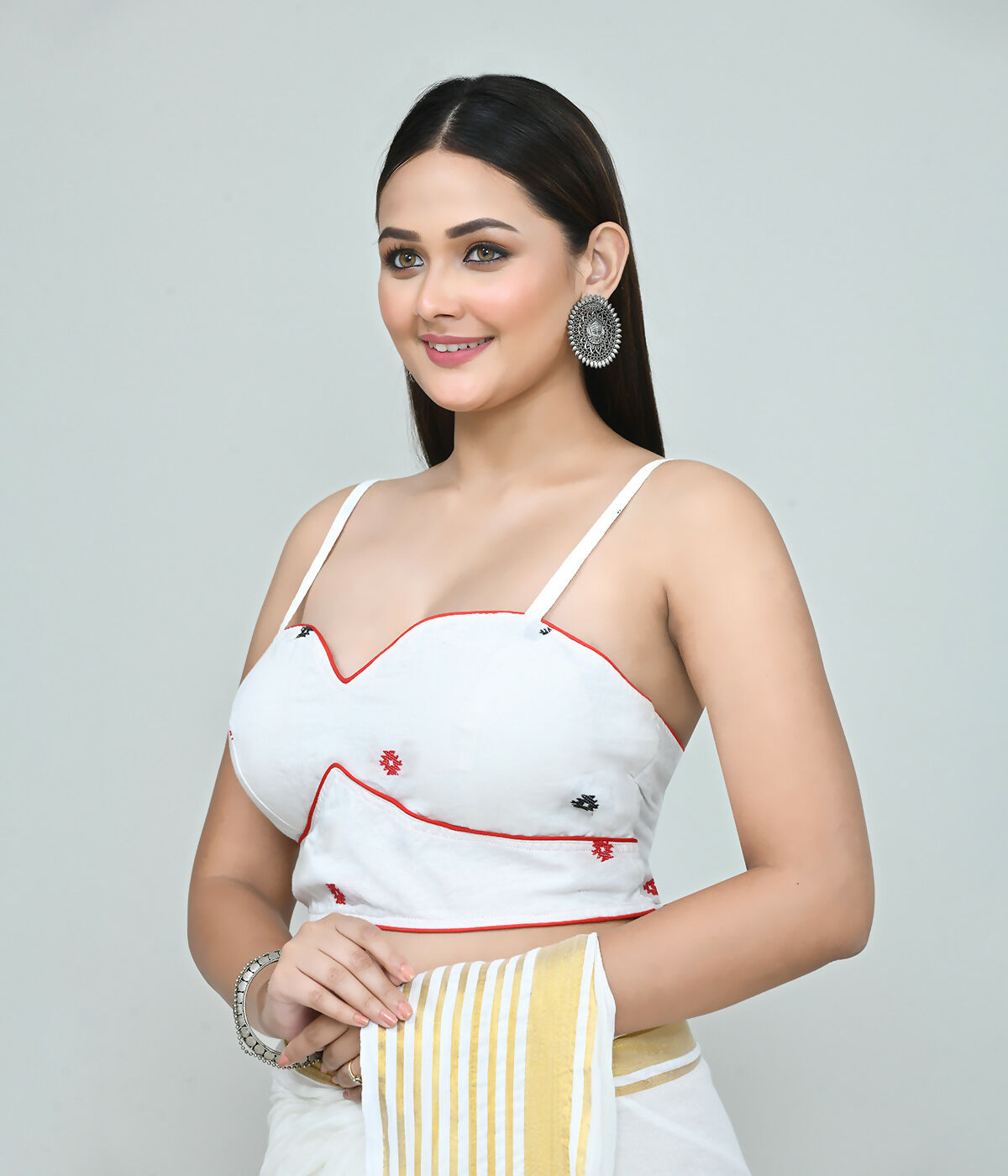 Joban Fashion Women's White Embroidered Stitched Blouse | Grocsy