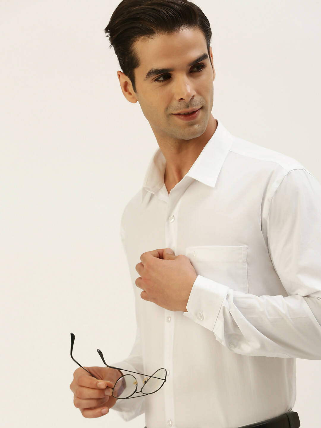 Ramraj Cotton Mens Full Sleeve Formal 100 % Cotton White Shirt | Grocsy