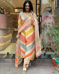 Partywear Designer Maslin Multi Stitched Suit With Dupatta - Tanisha | Grocsy