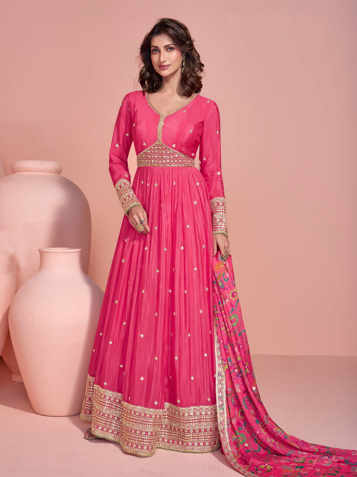 Anaita Yellow Embroidered Silk Anarkali Suits | Grocsy
