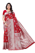 Vamika Banarasi Jacquard Weaving Red Saree (AMEE RED) | Grocsy