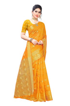 Vamika Banarasi Jacquard Weaving Yellow Saree | Grocsy