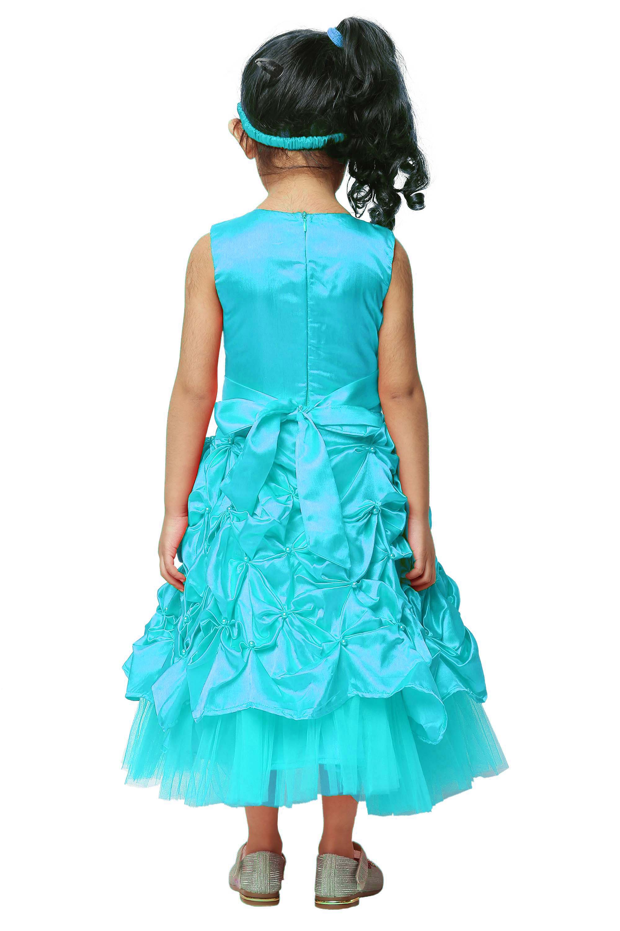 Asmaani Kids Party Wear Stylish Dresses, Perfect for Parties, Functions & Vacations - Aqua Blue | Grocsy