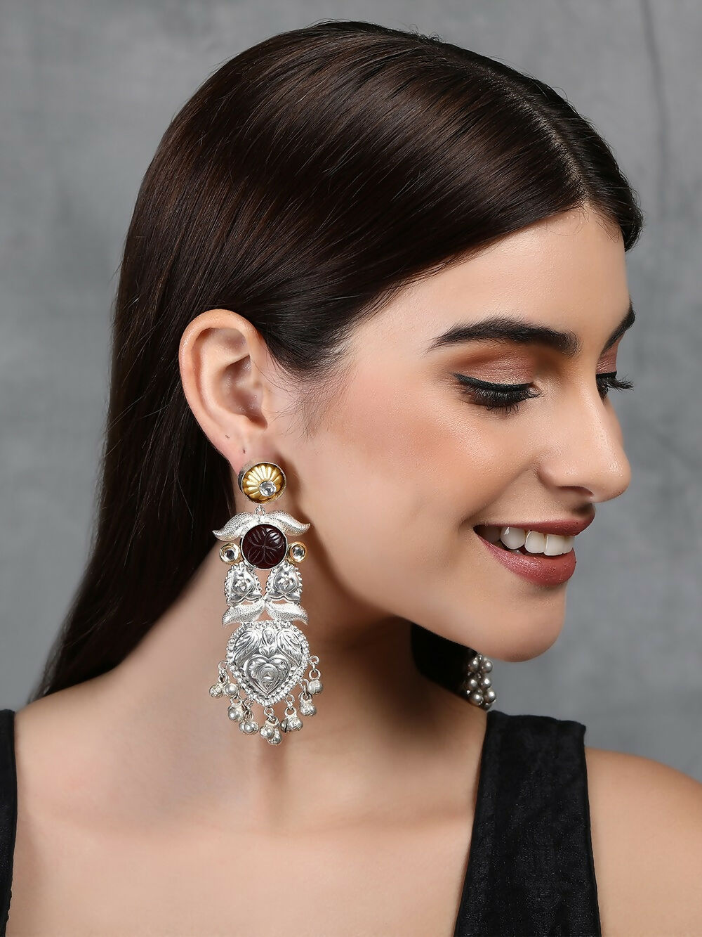 Joban Fashion Women Long Pattern Silver Tone Earrings | Grocsy