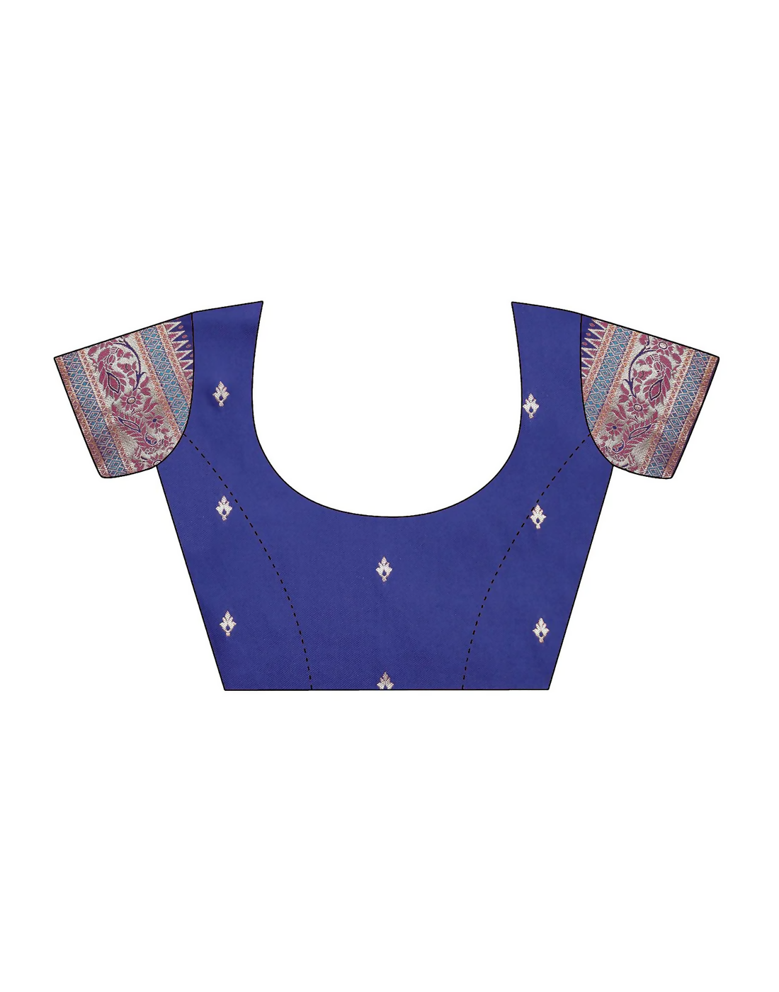 Vastranavya Blue Soft Paithani Silk Saree With Gold Zari Weaving Motifs With Matching Blouse Fabric | Grocsy