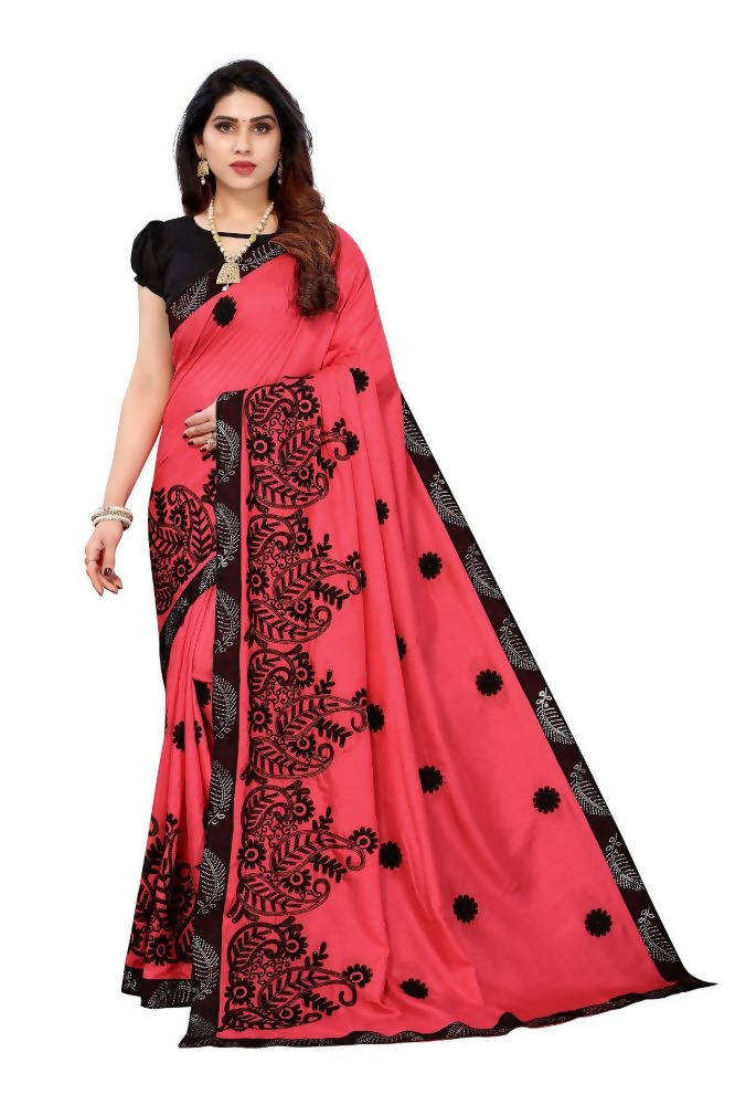 Vamika Pink Dola Silk Embroidery Saree | Grocsy