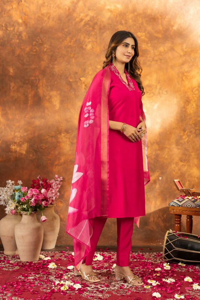 Pink Pakistani Designer Kurti with Pant for Wedding by Infinity Export | Grocsy