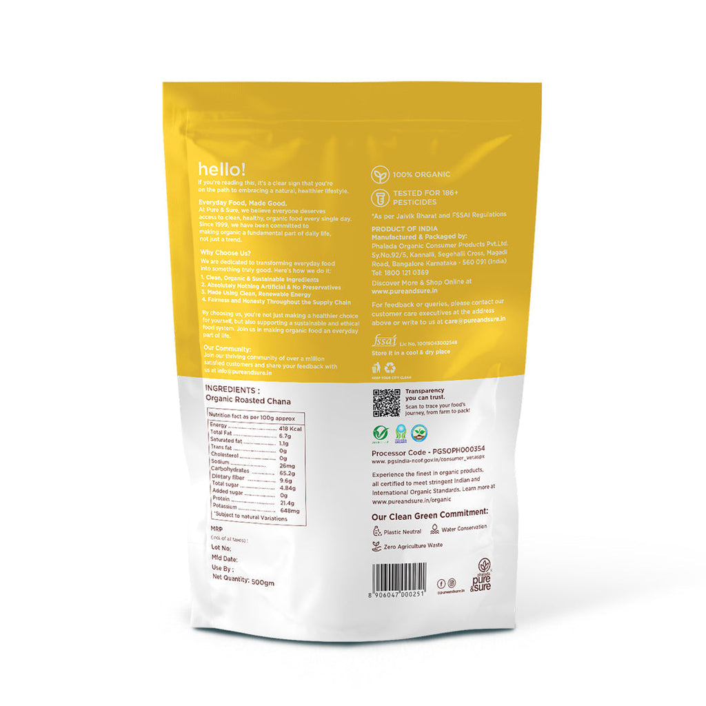 Pure & Sure Organic Roasted Channa | Grocsy