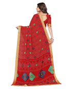Vamika Red Georgette Printed With Lace Saree | Grocsy